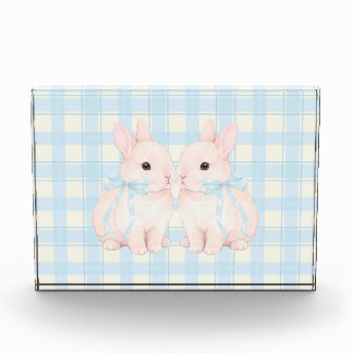 Bloc Photo Pink Marshmallow Bunny Rabbits Easter Acrylic Art