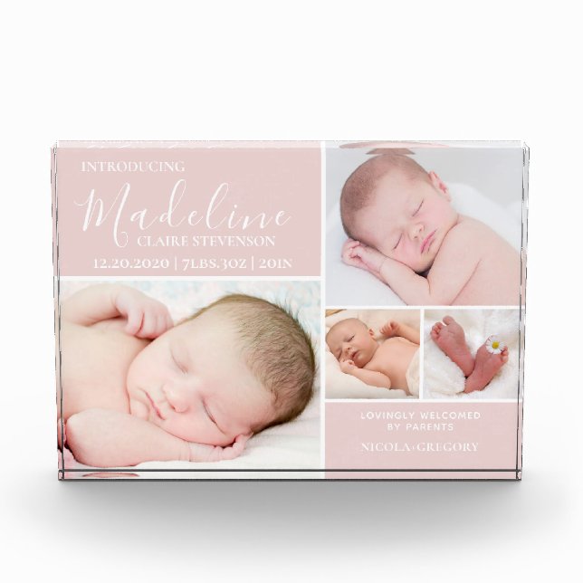 Bloc Photo Pink Photo Collage Baby Girl Photo Block (Devant)
