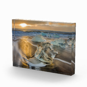 Bloc Photo Plage de sable noir   Jokulsarlon sud de l'Islande