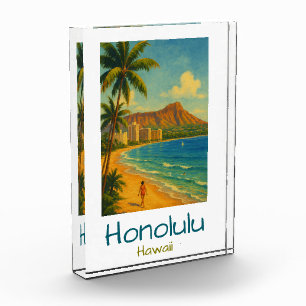 Bloc Photo Plage Rétro Honolulu Hawaii Waikiki