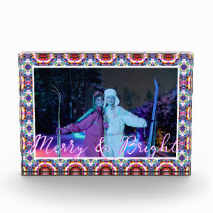 Bloc Photo Plaisir personnalisé Joyeux Noël bleu rose meilleu