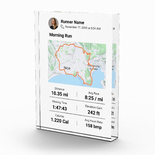Bloc Photo Plaque de données GPX de Mug Runner Activité (Droite)