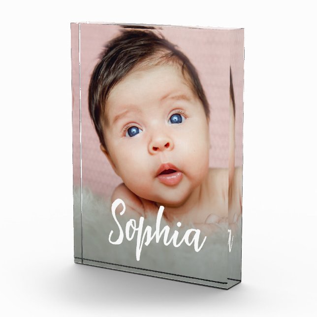 Bloc Photo Poignette Script Baby Girl Nom photo verticale (Droite)