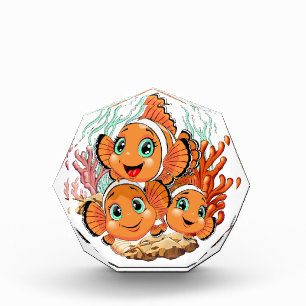 Bloc Photo Poisson clown Dessin animé mignon Famille Sous l'e