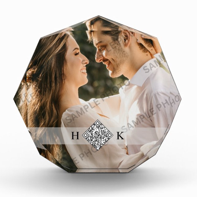 Bloc Photo Portrait mariage | Code QR du monogramme (Créateur téléchargé)