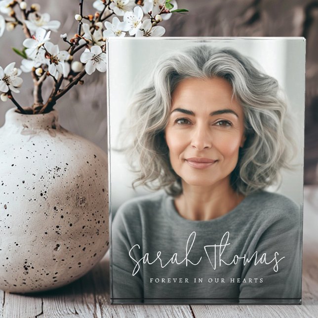 Bloc Photo Pour toujours dans nos coeurs nom mémorial (Forever in our hearts name memorial photo block)