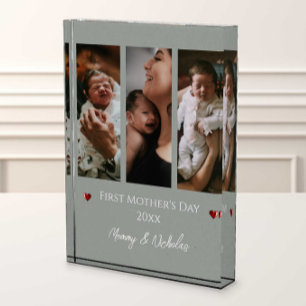 Bloc Photo Première fête des mères Trois photos Collage Sage 