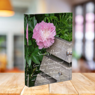 Bloc Photo Prière de sérénité inspirée Pink Peony