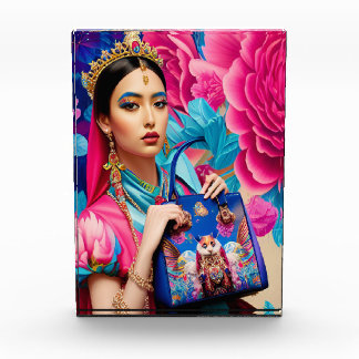 Bloc Photo princesse de mode florale avec sac à main