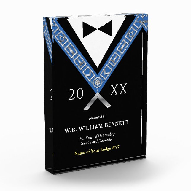Bloc Photo Prix Masonic Acrylique | Plaque de bijoux Freemaso (Gauche)