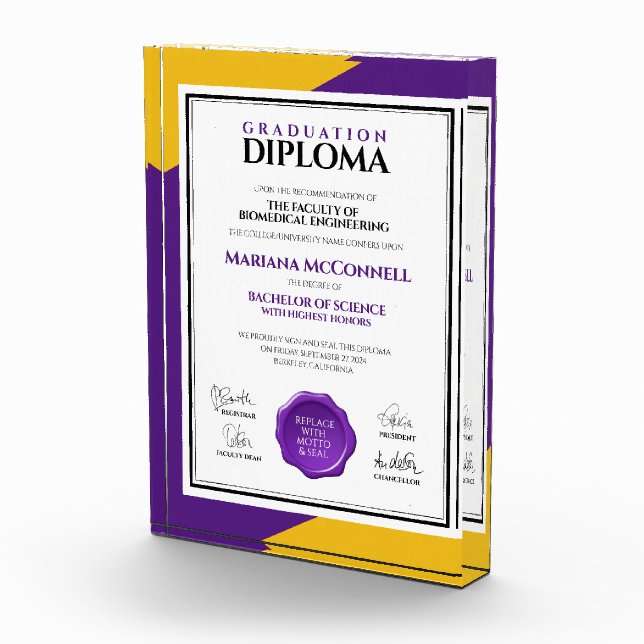 Bloc Photo Purple Gold School College University Graduation (Droite)