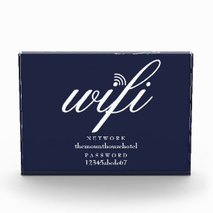 Bloc Photo Réseau Wifi et mot de passe Signal Bleu Marine
