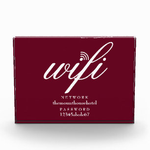 Bloc Photo Réseau Wifi et mot de passe Signal Bourgogne Rouge