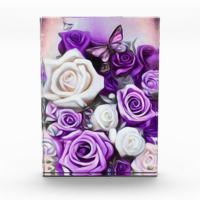 Bloc Photo Roses blancs et violets (Devant)