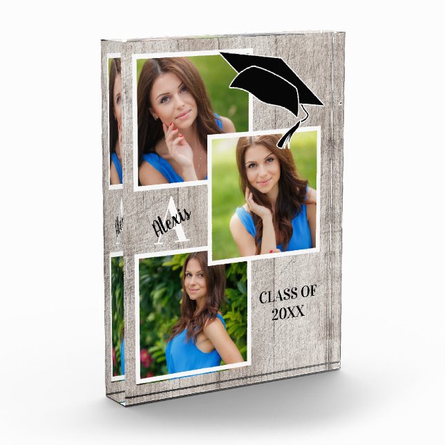 Bloc Photo Rustic Wood Senior Portrait Collage (Gauche)