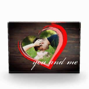 Bloc Photo Rustic Wood Two Hearts Photo Valentine's Day