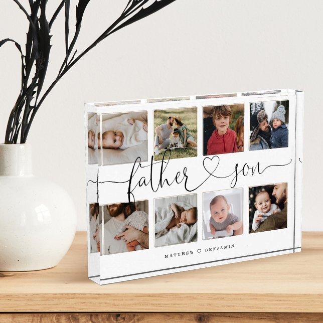 Bloc Photo Script de coeur Père Fils | Collage de la grille d (Créateur téléchargé)