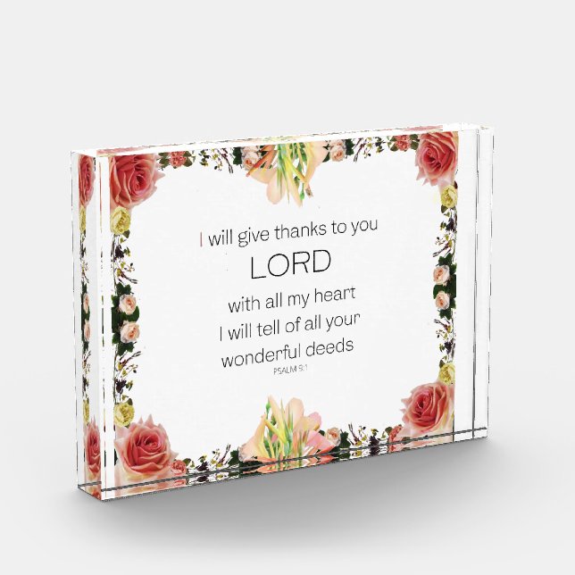 Bloc Photo Scripture Psaume 9, Floral (Gauche)