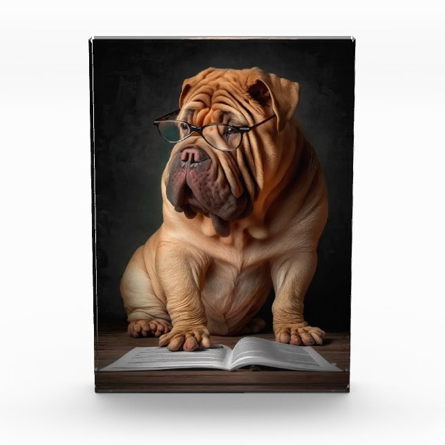 Bloc Photo Shar Pei Chien intelligent avec conception de livr (Devant)