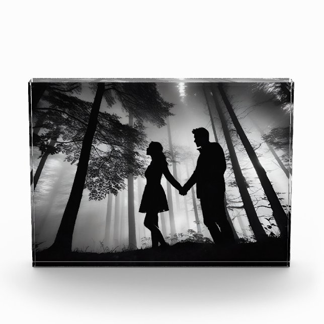 Bloc Photo Silhouette Couple Beach Coucher de soleil Amour no (Devant)