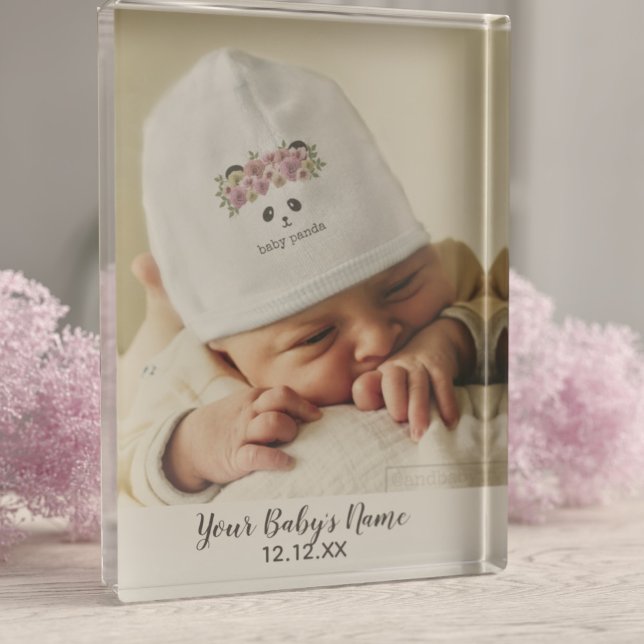 Bloc photo simple New Baby Custom Nursery (Just upload your photo and add  a name and birth date to this baby photo block)