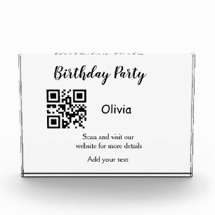 Bloc Photo Simple site de fête d'anniversaire code-barres QR 