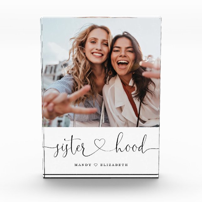 Bloc Photo Sisterhood Script Sisters Cadeau photo Keepsaké (Devant)
