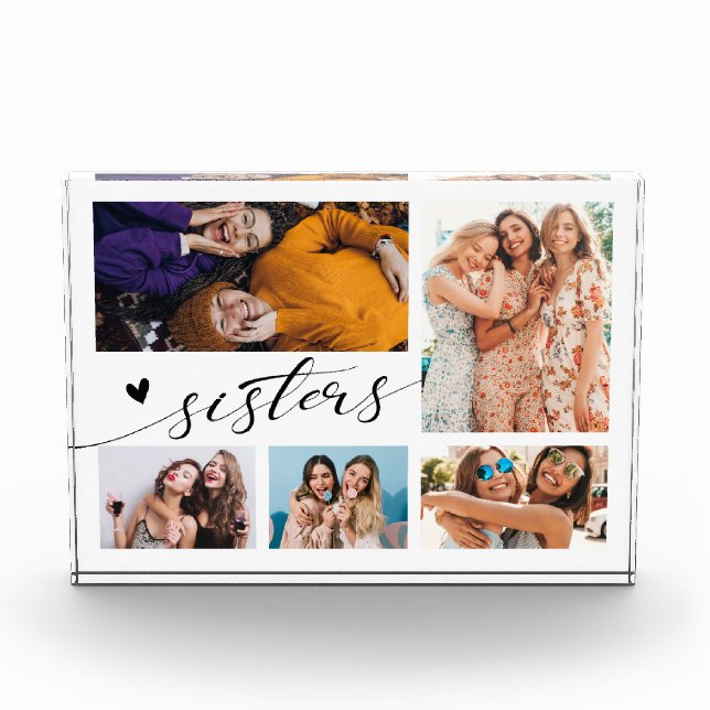 Bloc Photo Sisters Moderne Script Photo Collage (Devant)