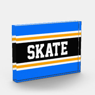 Bloc Photo SKATE Athlétisme Bleu Bleu Noir Jaune rayures