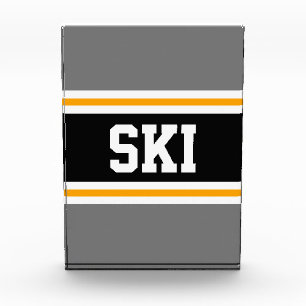 Bloc Photo SKI Sporty Gris Gris Noir Blanc Jaune Stripes