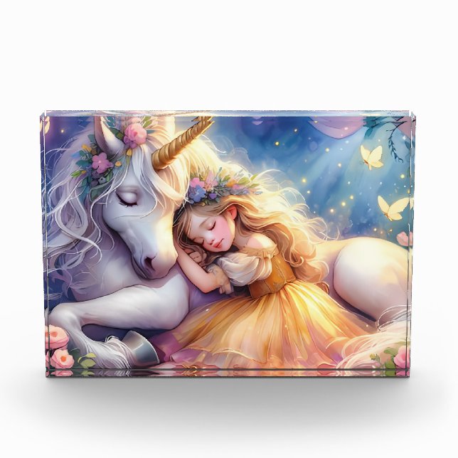 Bloc Photo Sleeping Girl Unicorn Dreamscape (Devant)