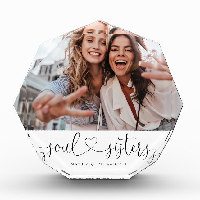 Bloc Photo Soul Soeur Script Cadeau Pour Soeur Photo Keepsaké (Devant)