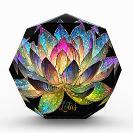 Bloc Photo Stained Glass Colorful Lotus Flower on Black
