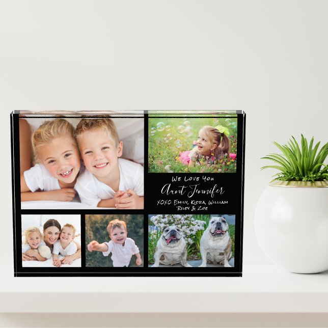 Bloc Photo Tante We Love You White Script Collage (Créateur téléchargé)