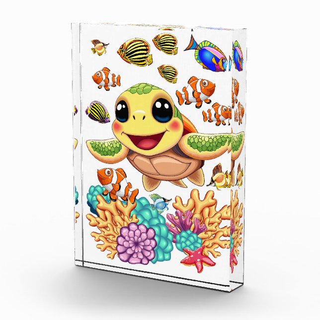 Bloc Photo Tortue de mer Bébé heureux et mignonne personnage (Droite)