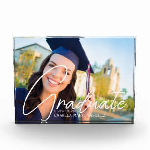 Bloc Photo Trendy Graduate White Script Overlay Graduation