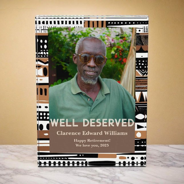Bloc Photo Tribal Patterns Retirement Gift for Black Dad (Tribal Patterns Retirement Gift for Black Dad Photo Block)