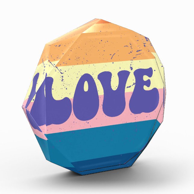 Bloc Photo Typographie D'Amour Rétro Sur Les Rayures De Couch (Gauche)