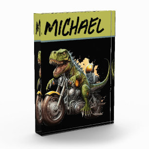 Bloc Photo Tyrannosaurus Rex Dinosaur Monter une moto