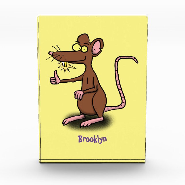 Bloc Photo Un rat brun mignon pouce vers le haut dessin animé (Devant)