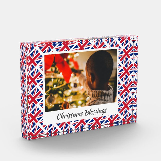 Bloc Photo Union Jack moderne de Noël Customisé Keepsaké (Gauche)