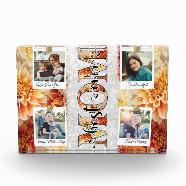 Bloc Photo Unique Meilleure Maman Jamais Custom Floral Photo  (Devant)