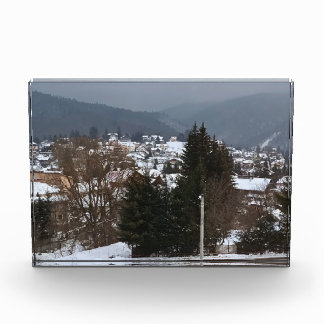 Bloc Photo Village d'hiver panoramique - Paysage rural Rouman