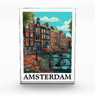 Bloc Photo Vintage coloré Amsterdam Pays-Bas Canal View