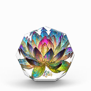 Bloc Photo Vitre Coloré Fleur de Lotus sur Fond Blanc