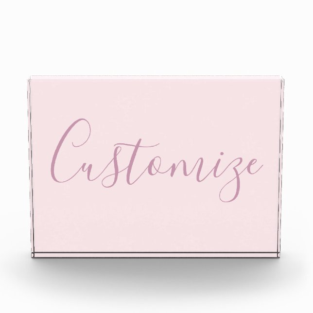 Bloc Photo Votre texte | Élégant Script & Soft Blush Rose (Devant)