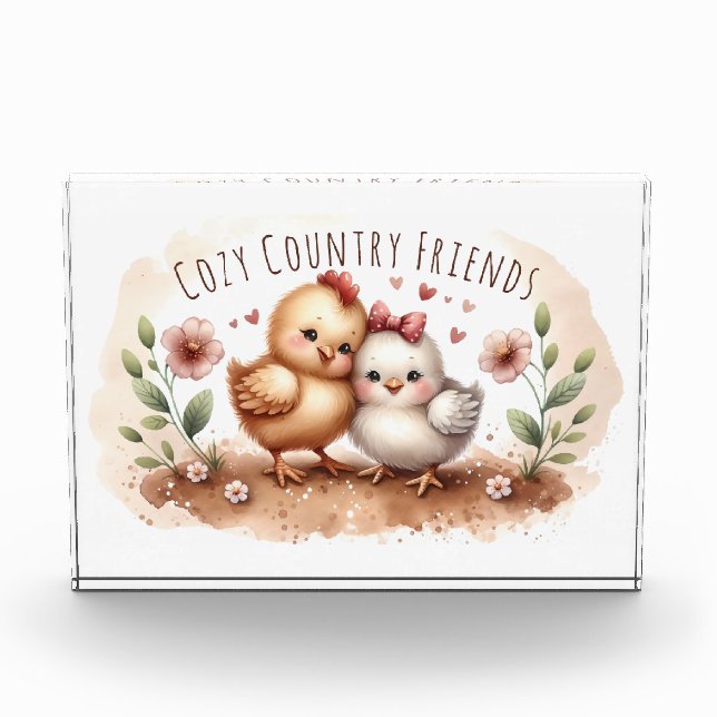Bloc Photo Whimsical Chick Duo Cottagecore Watercolor (Devant)