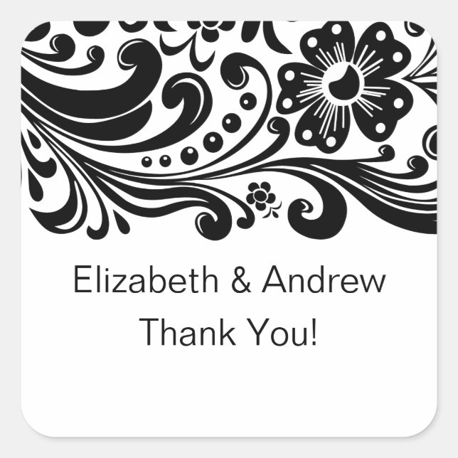 Blocage d'impression florale Sticker Mariage Merci (Devant)