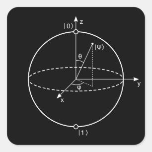 Bloch Bereich   Quantum biss (Qubit) Physik/Mathe Quadratischer Aufkleber