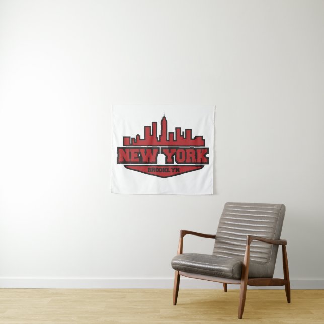 Block-Art-Skript Brooklyns New York | Wandteppich (Beispiel (Horizontal))